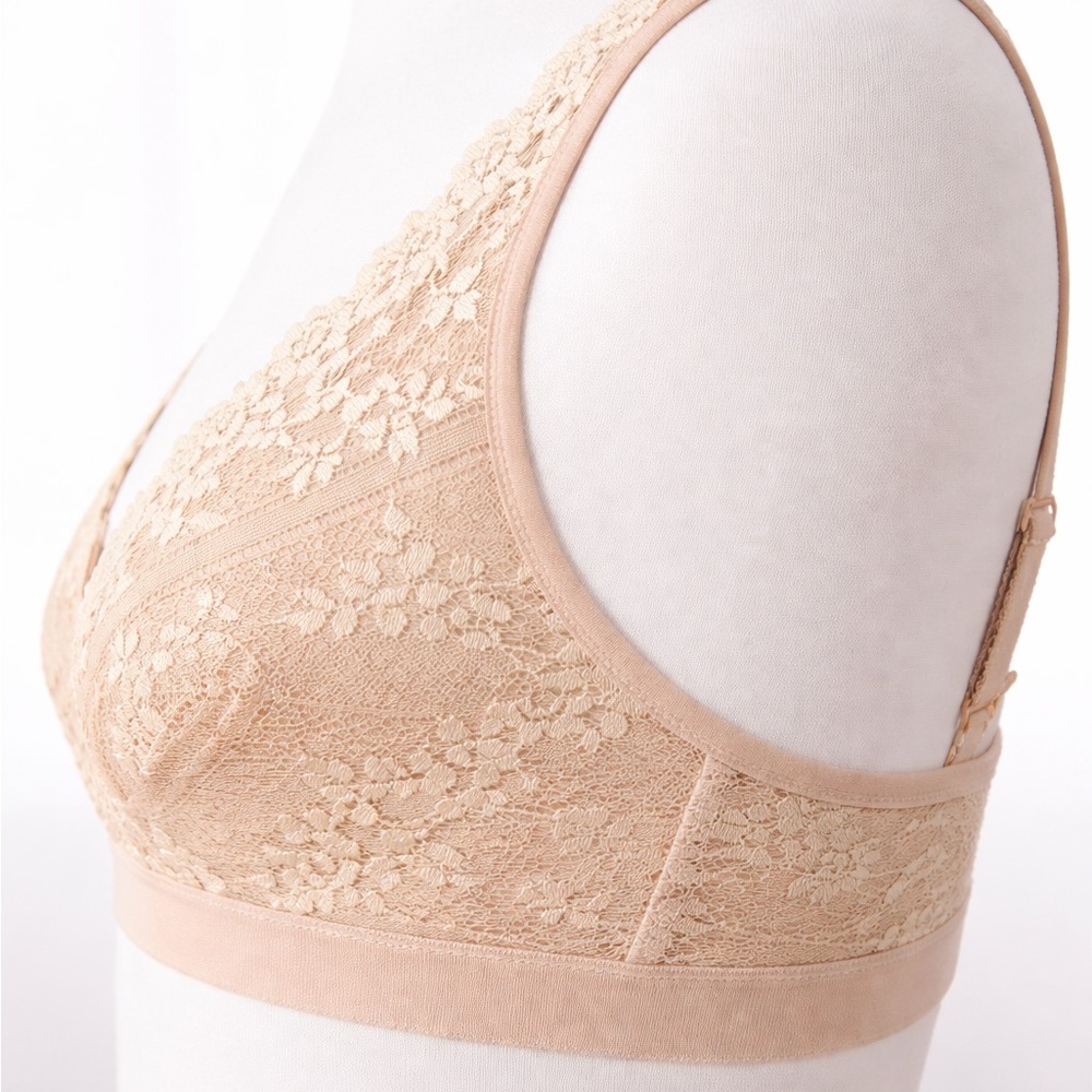 Wacoal Lace Bralette Nude Beige Sheer Floral Size 36 NWOT - Picture 3 of 7